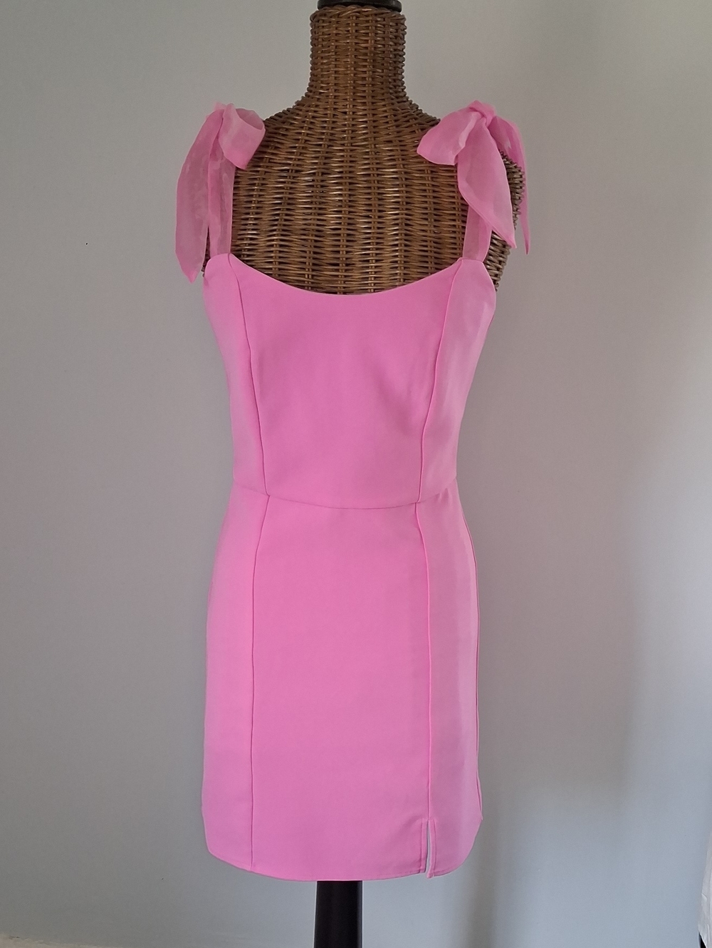 Adelyn Rae Bright Pink Tie-Strap Mini Dress